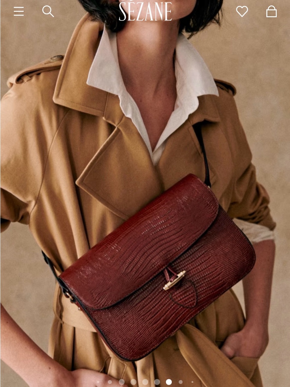 Sezane Milo Vintage Bag - Embossed brown